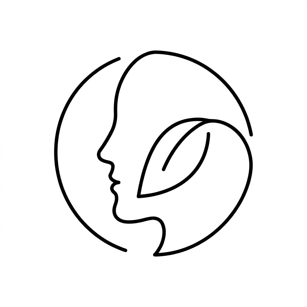 Face Care Collection icon featuring a minimalist facial silhouette and botanical leaf.