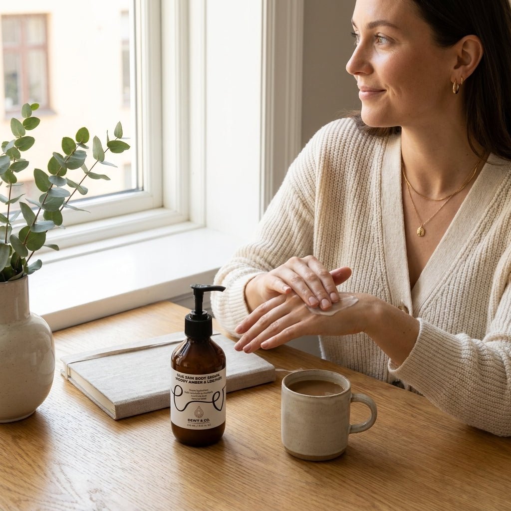 Silk Skin Hand Cream, Woody Amber & Leather - Dewy & Co.